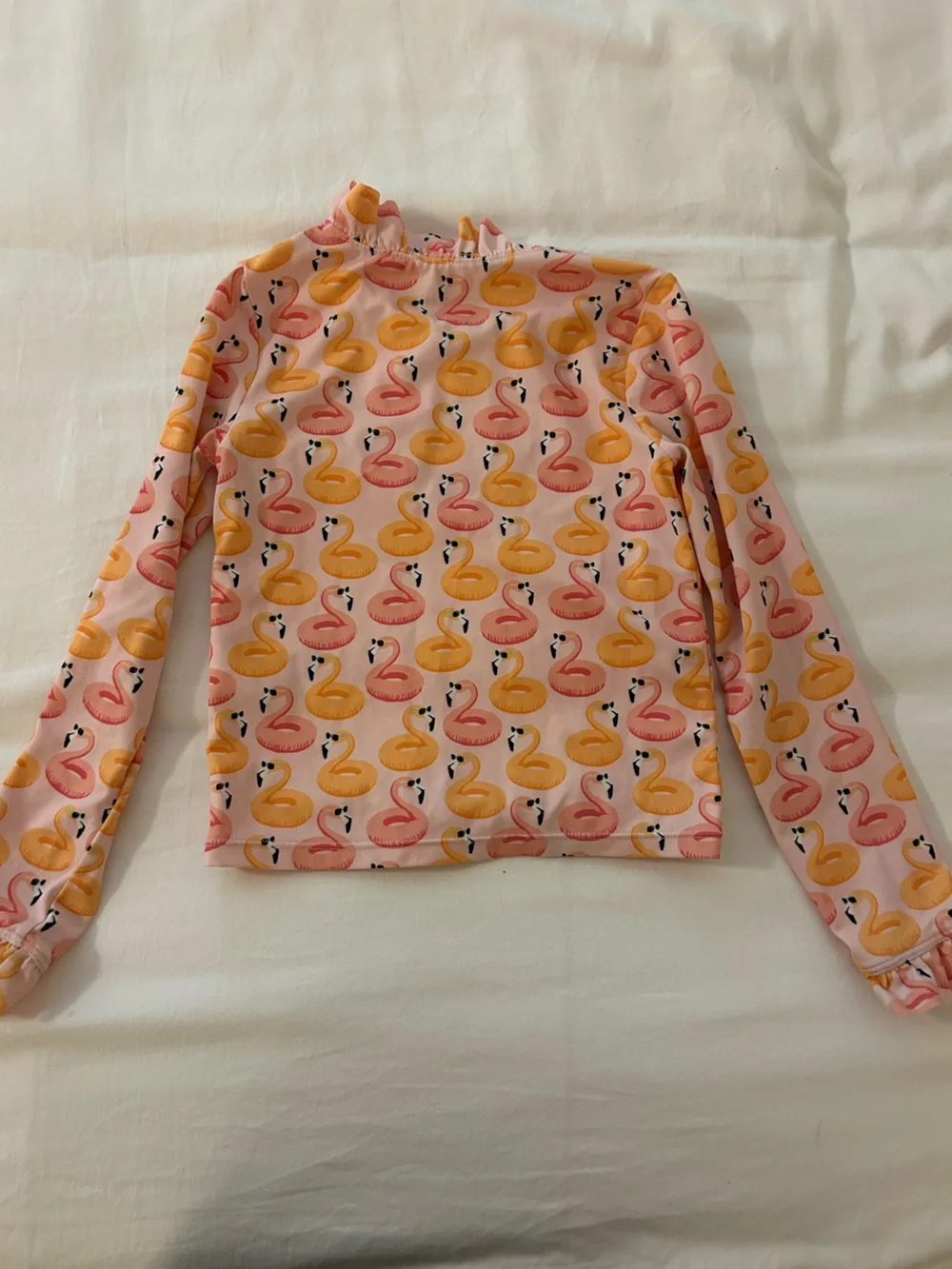 Janie and Jack Pink Rashguard with Yellow & Pink Flamingo Print